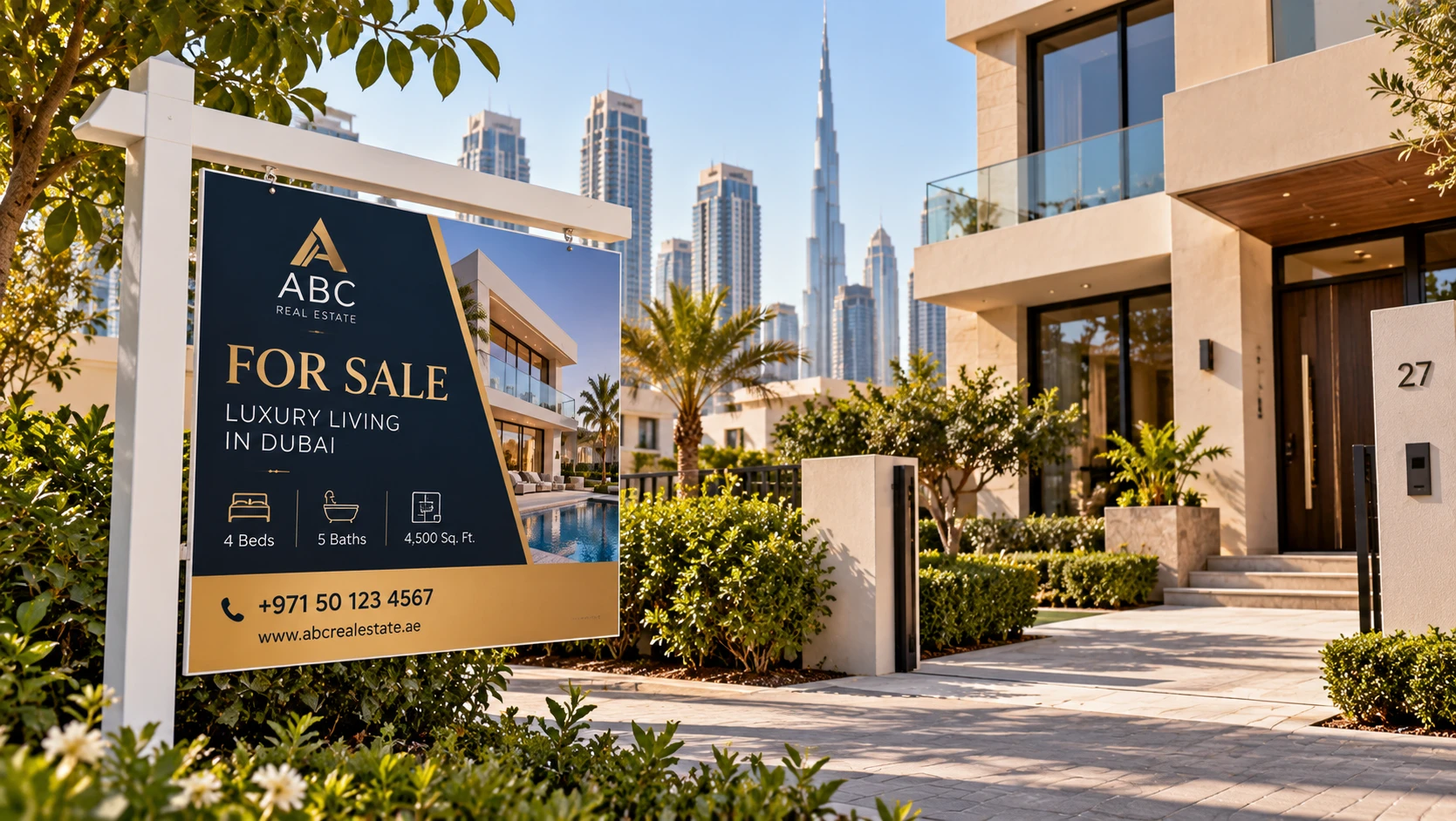 Real estate for sale sign displayed outside a residential property