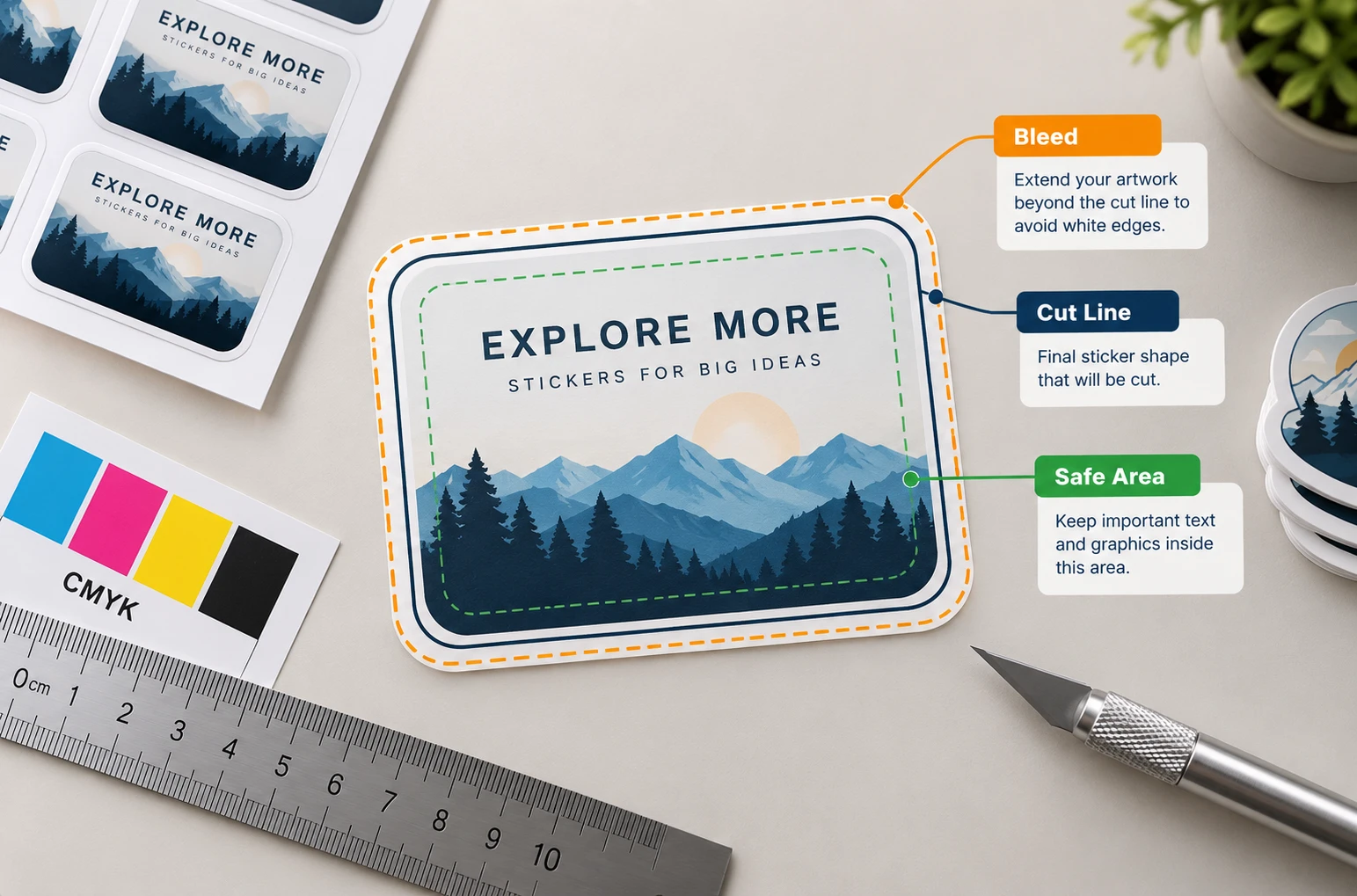 Sticker cut line artwork guide