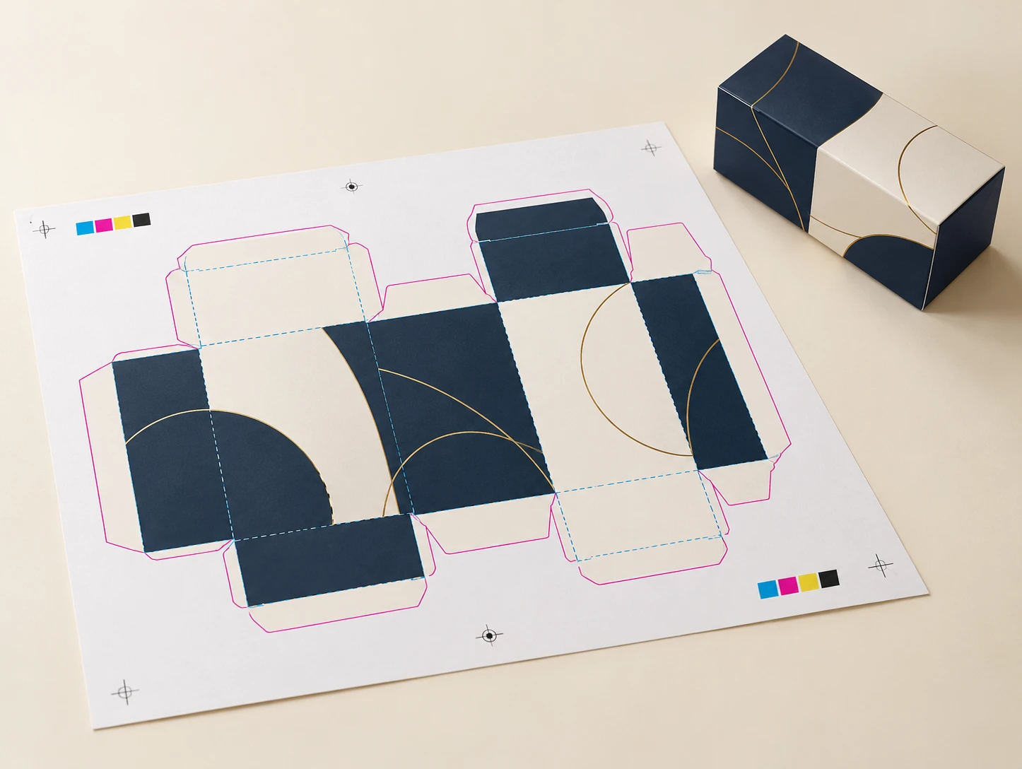 Artwork bleed, cut line and safe area guide