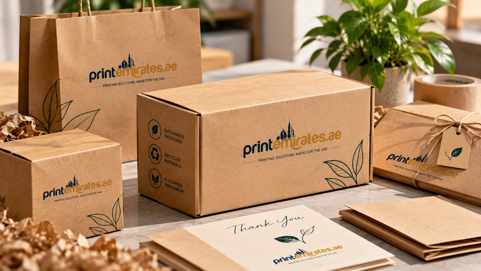 Product box made from uncoated kraft paper with a simple printed logo 